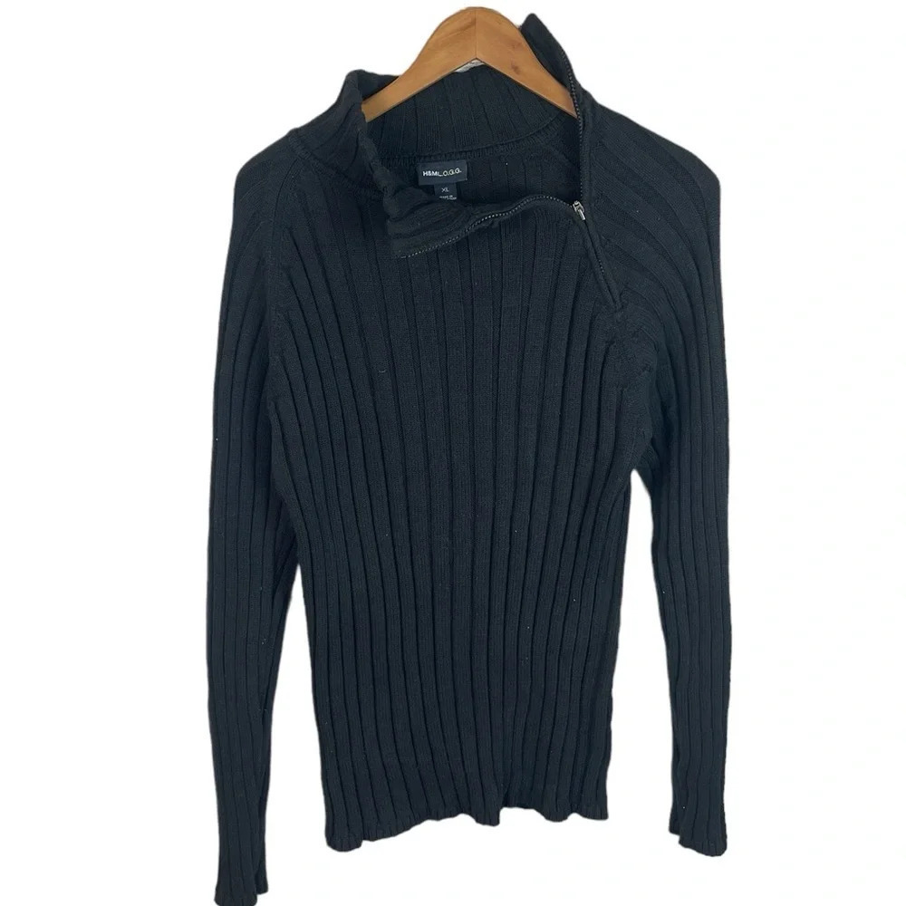 B17 Men’s H&M L.O.G.G Trendy Ribbed Zipper Neckline Pullover Sweater XL